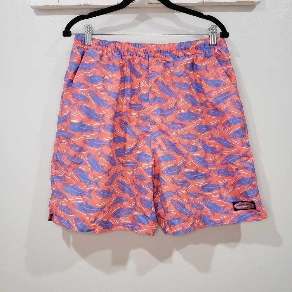 Vineyard Vines Fish Print Chappy Swim Trunks Large